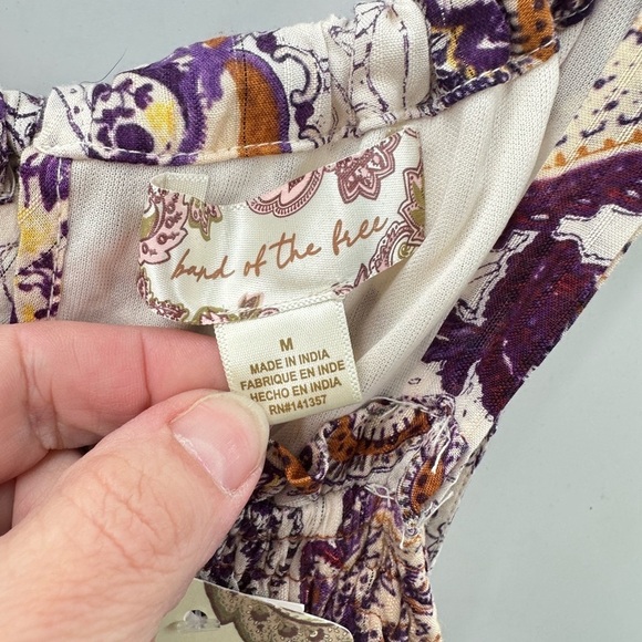 BAND OF THE FREE Paisley purple loose fit woman cottagecore maxi dress NWT M - Picture 13 of 15
